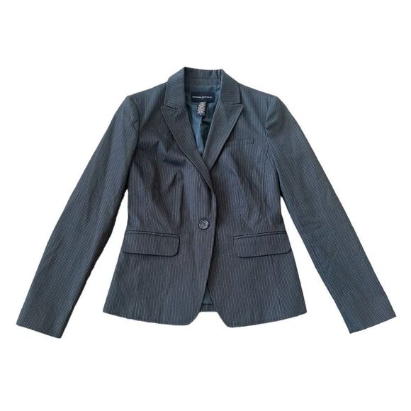 Banana Republic Factory Classic Gray Pinstriped Career Blazer Size 2 - Picture 2 of 10